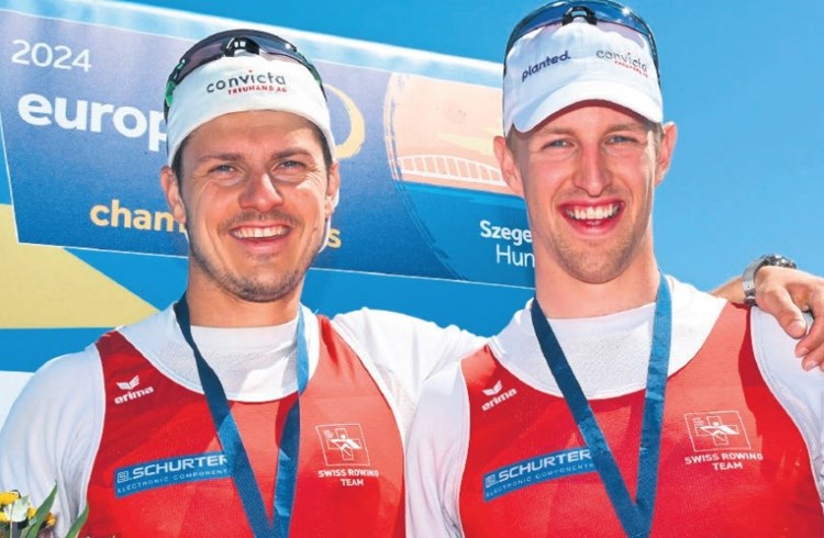 Möchten auf dem Rotsee in dieser Saison erstmals gegen ihre britischen Kontrahenten siegen: Roman Röösli (links) und Andrin Gulich, die Bronzegewinner an der EM. (Foto Detlev Seyb/Swiss Rowing)